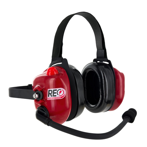 HEADSET - 2WAY 2 TALK PORT BEHIND THE HEAD, SWIVEL FLEX BOOM, RED